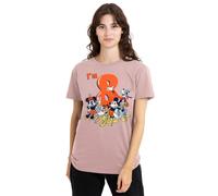 (S, Pink) Mickey Mouse & Friends Womens/Ladies Vintage Group 8th Birthday T-Shirt