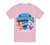 (S, Pink) Paw Patrol Unisex Adult Born Pawsome Skye & Everest T-Shirt