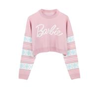(S, Pink/White) Barbie Womens/Ladies Logo Cropped Jumper
