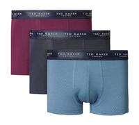 (S, Potent Purple/Navy/Aegean Blue Guest) Ted Baker Mens 3 Pack Patterned Comfort Cotton Stretch Boxer Briefs