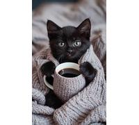 s Puzzle for Adults Coffee Kitty - Safe Wooden, Hi-Definition Printing Beautiful Drawings, Spend The Winter Vacation and Beautiful Christmas, Elevate Yourself Gift Decor_1000pcs