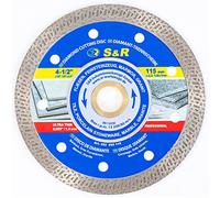 S&R 115mm Turbo Diamond Cutting Disc - Super Thin 1.5mm Edge | For Tiles, Porcelain Stoneware, Marble & Granite | 115 x 1.2 x 10 x 22.2/20/15.88 mm | Angle Grinder Blade