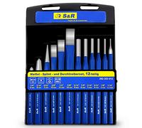 S&R 12-Piece Chisel, Pin Punch & Center Punch Set, Chrome Vanadium Steel