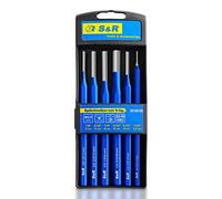 S&R 6-Piece Pin Punch Set - Hardened Chrome Vanadium Steel | Precision Metalworking & Mechanics Tools | DIN 6450 C Certified