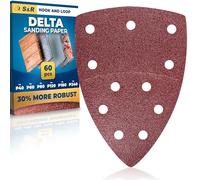 S&R 60 x Mouse Detail Sanding Sheets - 105 x 152 mm Delta Sandpaper Pads with Hook-and-Loop Fasteners | P40-P240 Grits | For Multi Sanders | Professional Quality