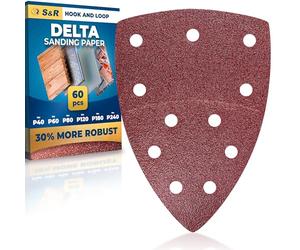 S&R 60 x Mouse Detail Sanding Sheets - 105 x 152 mm Delta Sandpaper Pads with Hook-and-Loop Fasteners | P40-P240 Grits | For Multi Sanders | Professional Quality