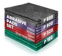 S&R Abrasive Pads 150x230mm - 12-Piece Set (P180, P320, P600, P800) - Flexible Sanding Pads for Metal, Wood, Steel & Stainless Steel - Multi-Grit Polishing & Surface Prep