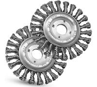 S&R Carbon Steel Wire Brush Set 125 mm, 2-Piece for Angle Grinders | Braided round and disc wire brushes, 0.5 mm steel bristles, for metal, wood and weld seam cleaning