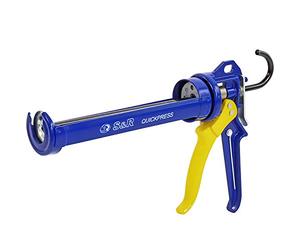 S&R Caulking Gun 310 ml with Rotating Frame - Heavy Duty Silicone Gun, Sealant Gun and Mastic Gun for Cartridges, 18:1 Thrust Ratio | Steel Frame, Zinc-Aluminium Handle, Integrated Nozzle Cleaner