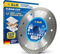 S&R Diamond Cutting Disc 125 x 1.6 (5.5) x 22.2 Saw Blade for cutting CERAMIC, hard ceramic, tiles, marble, granite, tiles, limestone and other hard materials. Professional quality