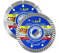 S&R Diamond Cutting Discs 115 mm, 2 Pack for Angle Grinders | Segment + Turbo diamond disc set for stone, concrete, brick and tile, EN 13236, 115 mm