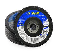 S&R Flap Discs 125mm Aluminium Oxide P120, Angle Grinder, 5 Pack | Grinding discs for metal, steel and wood, weld seam removal, deburring, rust and paint stripping, sanding discs