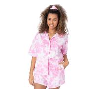 (S R, Pink) Barbie Womens/Ladies Tie Dye Towelling T-Shirt & Shorts Set