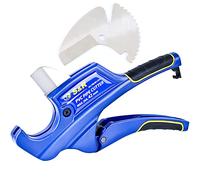 S&R Pipe Cutter for PVC Pipes up to 42 mm (1 5/8") - HRC 54 Manganese Steel Blade, Ergonomic Ratchet Cutter for PE, PEX, CPVC, PPR - Non-Slip Handles, Pro Quality
