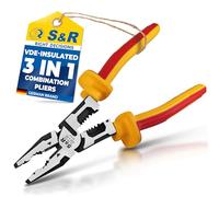 S&R Professional VDE Side Cutters 220 mm - 1000 V Insulated Wire Cutters | 60CrV Steel, Induction-Hardened 56-62 HRC, Ergonomic 2-Component Handles for Copper & Aluminium
