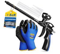 S&R PU Foam Gun Set 345 mm, PU Construction Foam Gun PTFE Fully Coated, Professional Mounting Foam Gun Non-Stick Ergonomic Precise Dosing, Industrial Quality Foaming Gun