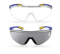 S&R Safety Glasses Set of 2 with Cleaning Cloth, Bag, Transparent and Tinted Safety Lenses, Shockproof, UV400 Protection, Adjustable Temples, EN 166, Safety Glasses