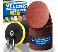 S&R Sanding Discs 125 mm Hook & Loop Set, 124 pcs, P40-P600, Al2O3