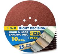 S&R Sanding Discs Set Ø225mm, 10pcs, P150 Grit, Random Orbital Sanders