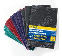 S&R Sanding Sponge Pads 12-Piece Set - P180 P320 P600 P800 Flexible Abrasive Pads for Wood, Metal, Steel & Stainless Steel - Wet and Dry Sanding Block, Multi-Grit Set, 150×230mm
