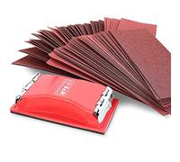 S&R Sandpaper Set 80 Sheets 93x230 mm, Grits P40-P400, with Sanding Block | Sanding block included, sand paper for wood, walls, metal and plastic, assorted sanding sheets P40-P400