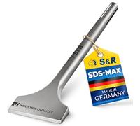 S&R SDS Max Chisel Wide 300x80mm for Demolition, Tile & Render Removal | Surface-hardened CrV tool steel masonry, concrete and brick chisel for scutch work, mortar and adhesive residue removal