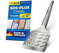 S&R SDS Plus Tile Chisel 250 x 50 mm - Made in Germany, Hardened Steel Flat Chisel | Optimized Geometry & 12° Working Angle | Industrial-Grade SDS-Plus Tile Remover for Hammer Drills