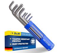 S&R Torx Allen Key Set - 8 Pieces TX10-TX50 - Comprehensive Hex Key Set in Cylinder Plastic Clip - Durable Chrome Nickel Coating, Chrome-Vanadium Steel