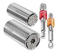 S&R Universal Socket Spanner Set - 2 Universal Sockets, 2 Hex Adapters - Versatile and Practical Tool Kit with Padded Storage