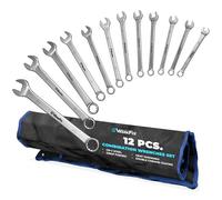 WerkFix Combination Spanner Set 12-Pieces 6-22 mm Made of CRV Steel, Laser-Marked, matt-Finished, in Transportation Bag