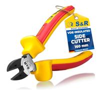 S&R Wire Cutters 160 mm VDE 1000V, Diagonal Side Cutters, Cr-V | Flush cutters and cutting pliers for electrical snips, cable ties, wire snips; VDE-insulated chrome vanadium steel