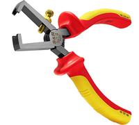 S&R Wire Stripper Pliers 160 mm, VDE 1000V Insulated, Cr-V Steel | Cable stripper and wire stripping tool for round cables Ø 5 mm, DIN-certified, for electricians, chrome vanadium