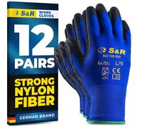 S&R Work Gloves L/9 - Occupational Safety & Protective Equipment - Tear-resistant, Wear-resistant, Breathable and Comfortable - Flexible and Durable for Assembly, Construction, Transportation