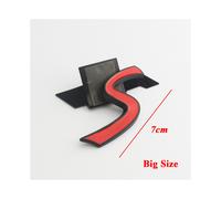 (S Red Black) 3D ABS Black Chrome Car Letters Rear Trunk Logo Mini Cooper S Emblem Badge