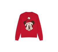(S, Red) Disney Unisex Adult Mickey Mouse Santa Face Sweatshirt