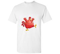 (S) Red Fat Chubby Chicken Bird Cock Cartoon Art White Men T Shirt Tee Top
