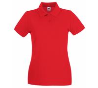 Fruit of the Loom Womens Ladies Lady-Fit Premium Short Sleeve Polo Shirt (Red) Cotton - Size Small