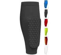 (S, red) Shin Defender KidsShindefender Compression Sleeve with Honeycomb Pads