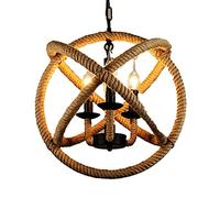 s Retro Handmade Hemp Rope Candle Country Loft Industrial,Style Led Lamp Warm Light Clothing Store Home Bar Restaurant,Diameter 45Cm Decoration