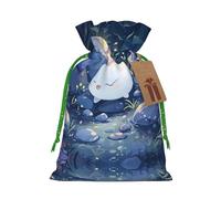 S Reusable Christmas Bag - Elf Stone Full Print Drawstring Gift Pouch for Xmas, Holiday, Party, Wedding, Birthdays