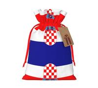 S Reusable Christmas Bag - Republic of Croatia flag Full Print Drawstring Gift Pouch for Xmas, Holiday, Party, Wedding, Birthdays