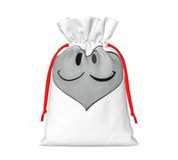 S Reusable Christmas Bag - Sad love emoticon Full Print Drawstring Gift Pouch for Xmas, Holiday, Party, Wedding, Birthdays