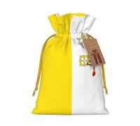 S Reusable Christmas Bag - Vatican flag Full Print Drawstring Gift Pouch for Xmas, Holiday, Party, Wedding, Birthdays