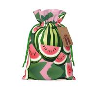 S Reusable Christmas Bag - Watermelon in midsummer Full Print Drawstring Gift Pouch for Xmas, Holiday, Party, Wedding, Birthdays