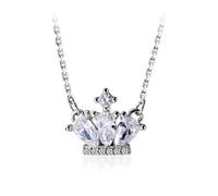 S&RL S925 Silver Necklace Elegant Women's Korean Small Fresh Water Droplets Diamond Crown Style Collarbone Chain Jewelrysilver, 925