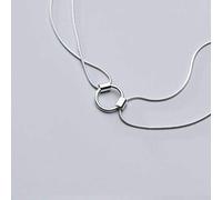 S&RL S925 Silver Necklace Women's Japanese and Korean Style Small Fresh Double Snake Bone Chain Lock Ossicular Ring JewelryS925 Sheath Strand