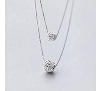 S&RL S925 Silver Necklace Women's Korea Small Fresh Style Over Drilling Diamond Sweet Double Chain Clavicle JewelryS925 Sheath Strand