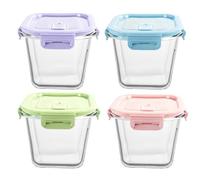 S.ROKE TTAN Square 910ML Glass Food Storage Containers With Lids, Glass Soup Containers set, 4Cup Meal Prep Containers for Food, Lunch, Salad, Leftovers, BPA Free, Freezer, Microwave, Dishwasher Safe