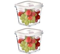 S.ROKE TTAN Square Glass Food Storage Containers, Glass Soup Containers With Lids, Airtight Square Food Storage Container, Meal Prep Bowls set, BPA-Free, Freezer, Dishwasher, Oven Safe -2 Pack
