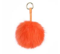 S.ROMZA Pom Pom Keychain Artificial Faux Fur Ball Keychains Fluffy Plush Keychain Pom Pom Bag Charm for Hand Bag Backpack Wallet Pendant Women's Key chain Decoration (Orange)